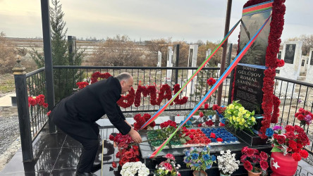Ucar rayonunda Vətən müharibəsində şəhid olan Rəmal Gülüşovun ildönümü ilə əlaqədar məzarı ziyarət olundu