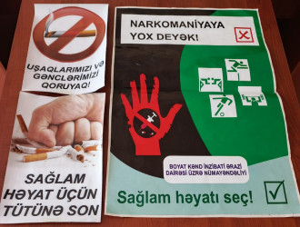 Ucar rayon Boyat kənd tam orta ümumtəhsil məktəbində 26 iyun “Narkotik vasitələrin sui-istifadəsi və qanunsuz dövriyyəsi ilə Beynəlxalq Mübarizə Günü” çərçivəsində “Sağlam həyat naminə narkotikə və zərərli vərdişlərə yox deyək” mövzularında maarifləndirici tədbir keçirilmişdir
