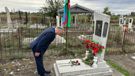 Ucar rayonunda Vətən müharibəsində şəhid olan Kərim Əliyevin ildönümü ilə əlaqədar məzarı ziyarət olundu