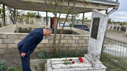 Ucar rayonunda Vətən müharibəsində şəhid olan Kərim Əliyevin ildönümü ilə əlaqədar məzarı ziyarət olundu