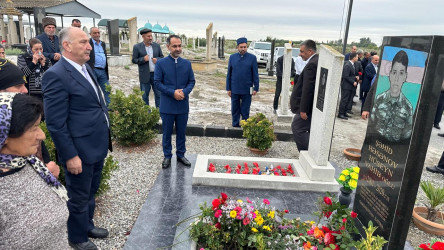Ucar rayonunda Vətən müharibəsində şəhid olan Hüseyn Həsənovun ildönümü ilə əlaqədar məzarı ziyarət olundu